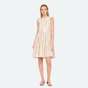 Sea New York Women's Harriet Tiered Ruffled Metallic Striped Dress- Size 0